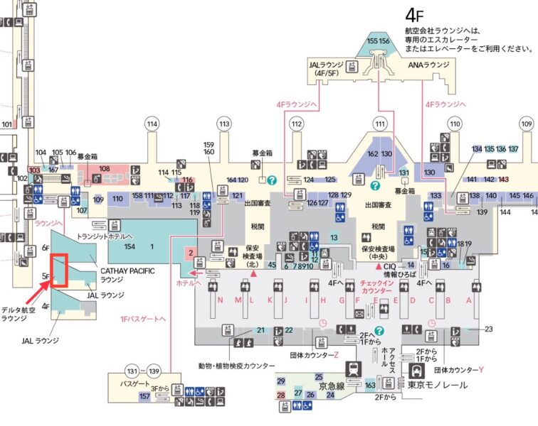 羽田空港デルタラウンジ スカイクラブ地図